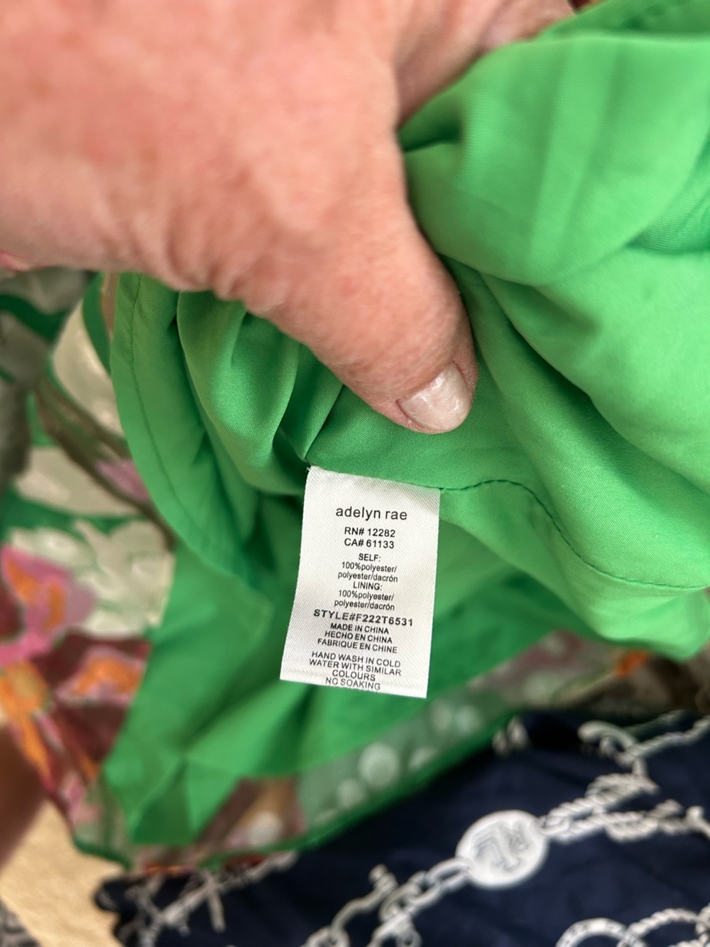 Adelyn Rae Emerald Green Floral Ruffle Pleated Top - Picture 6 of 6